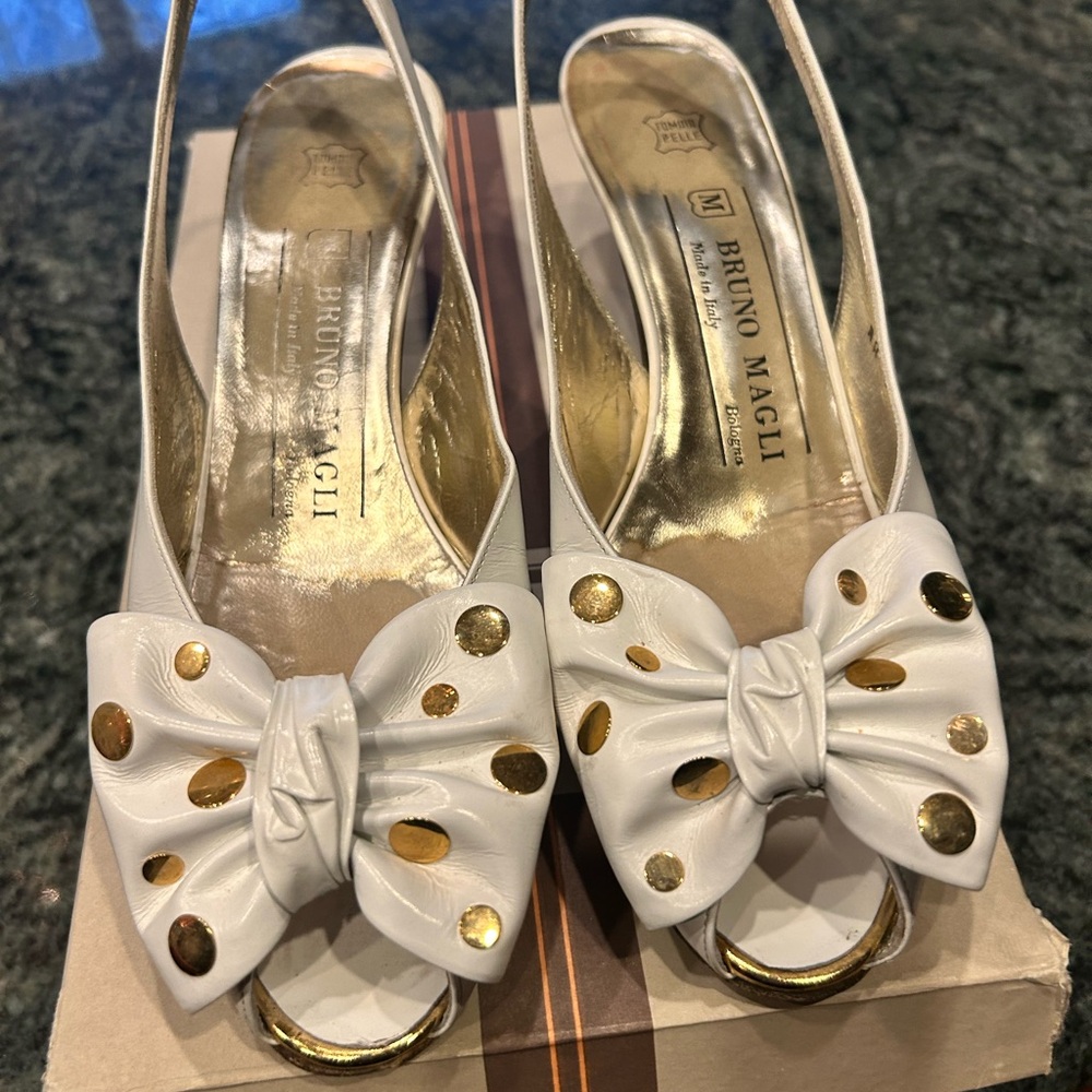 Bruno Magli white peep toe heels. Size 6.5 AA